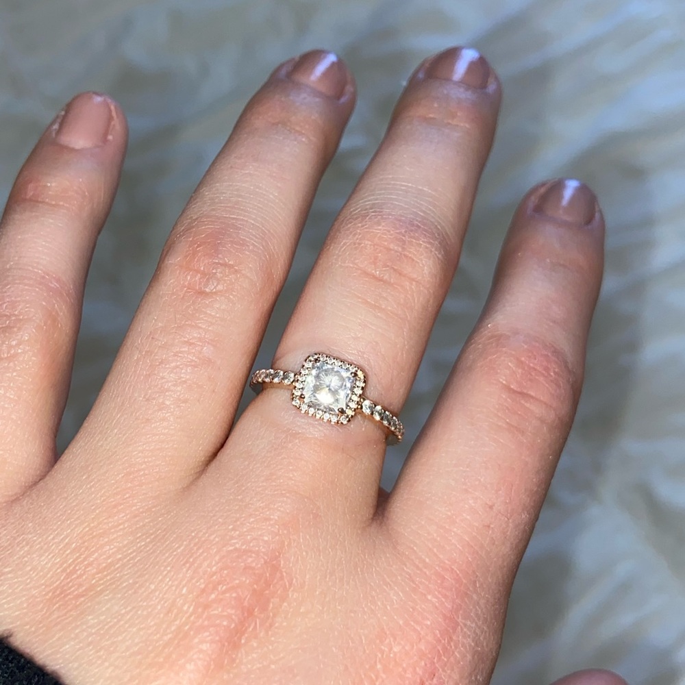 Pandora Rose Gold Square Sparkle Halo Ring